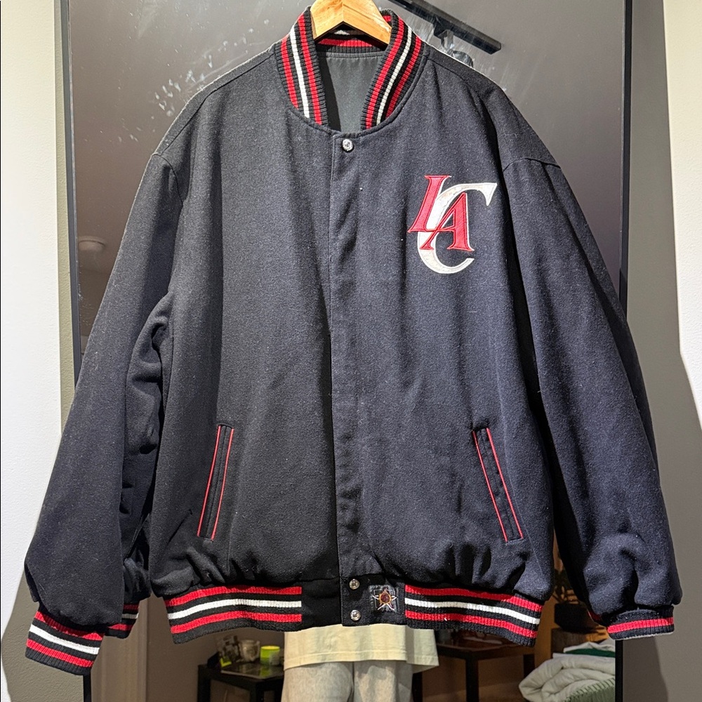 Vintage Jeff Hamilton Black LA Clippers NBA Logo Men's Jacket Varsity Jacket